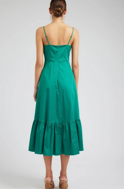 Debra Bow Dress in Emerald Green