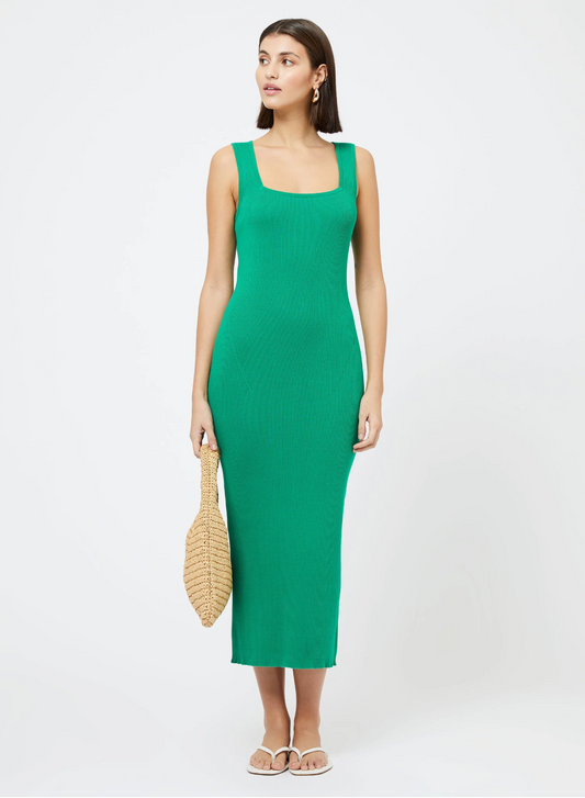 Kelly Square Neck Dress in Green