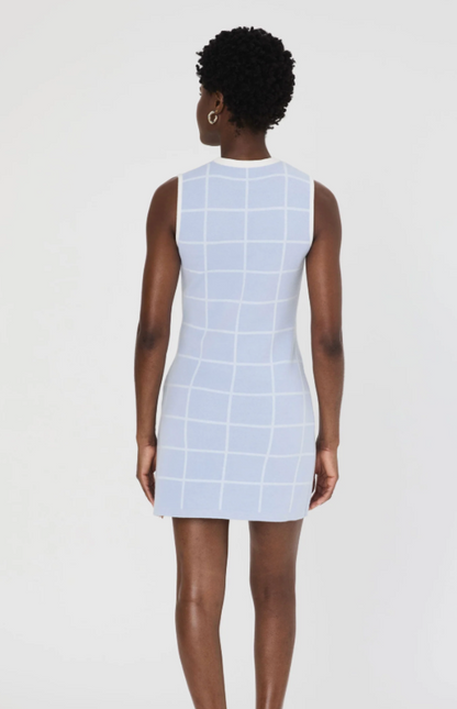 Margo Checkered Crew Dress in Blue