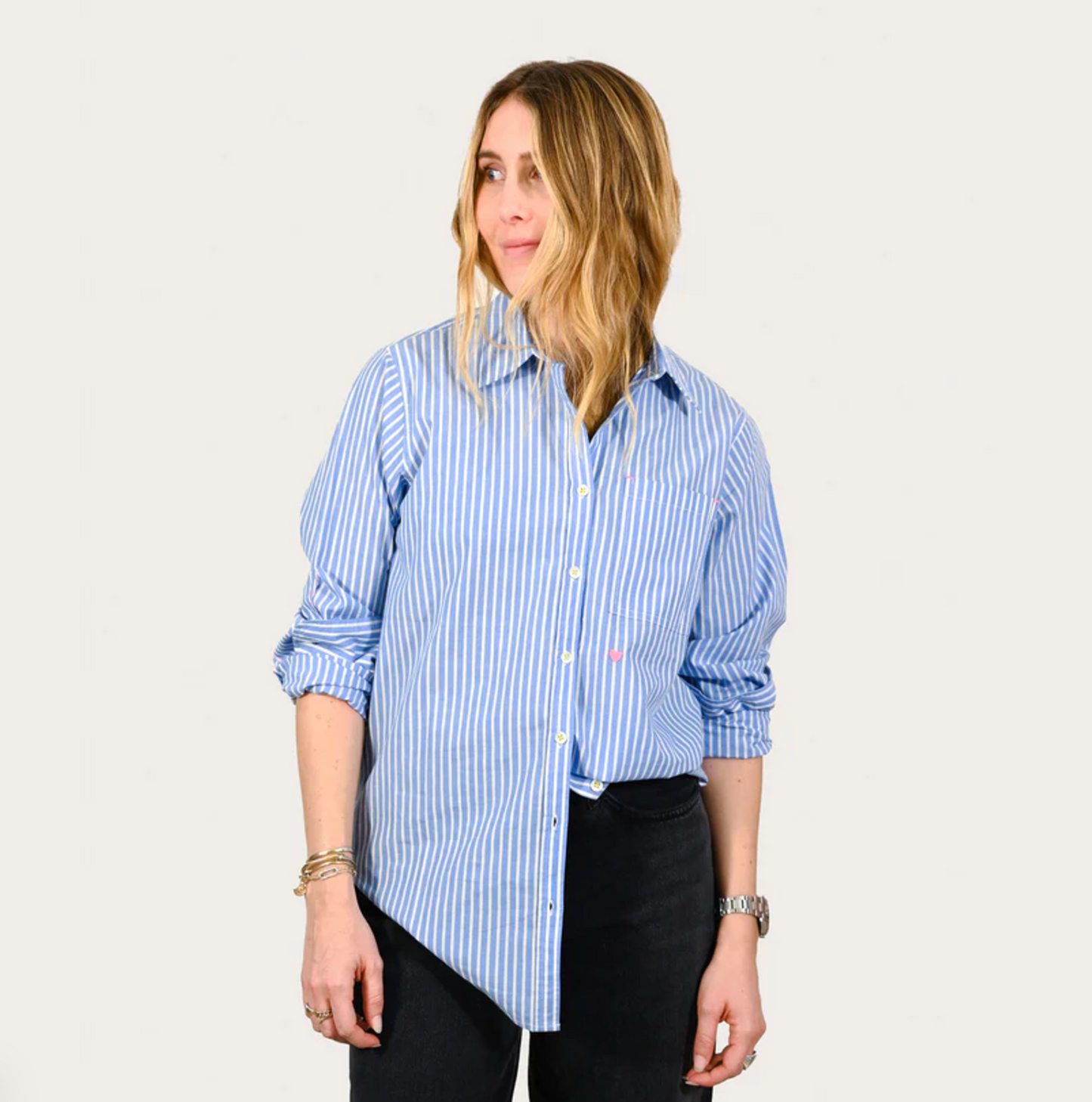 Mia Shirt Stripe in Blue/White