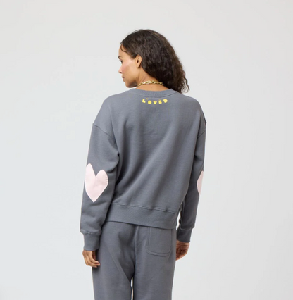 Boyfriend Heart SweatShirt in Faded Carbon