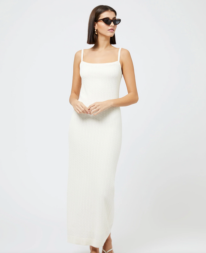 Cotton Pointelle Maxi Dress in Cream