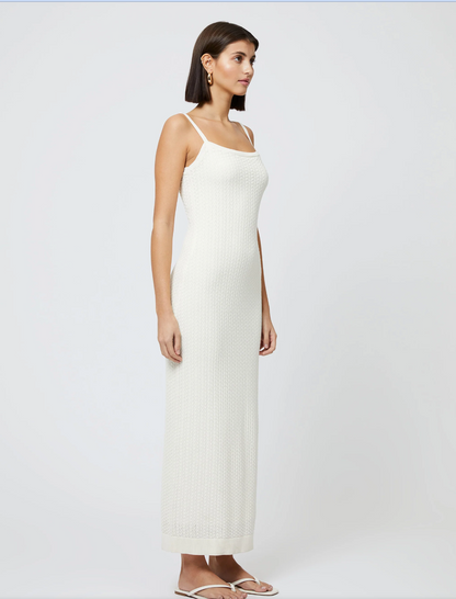 Cotton Pointelle Maxi Dress in Cream