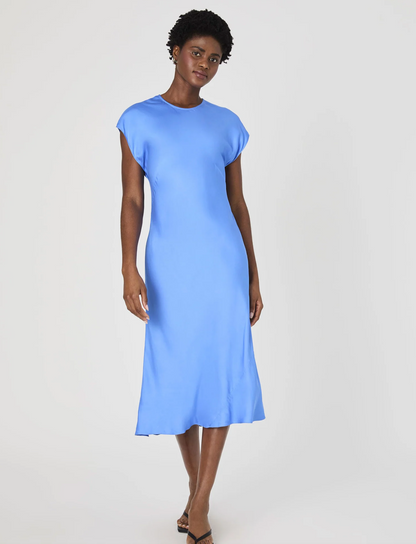 Ennis Satin Column Midi Dress in Ultramarine