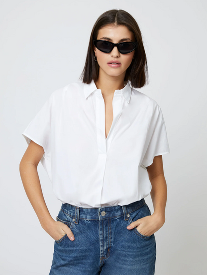 Cele Rhodes Poplin Shirt in Linen White