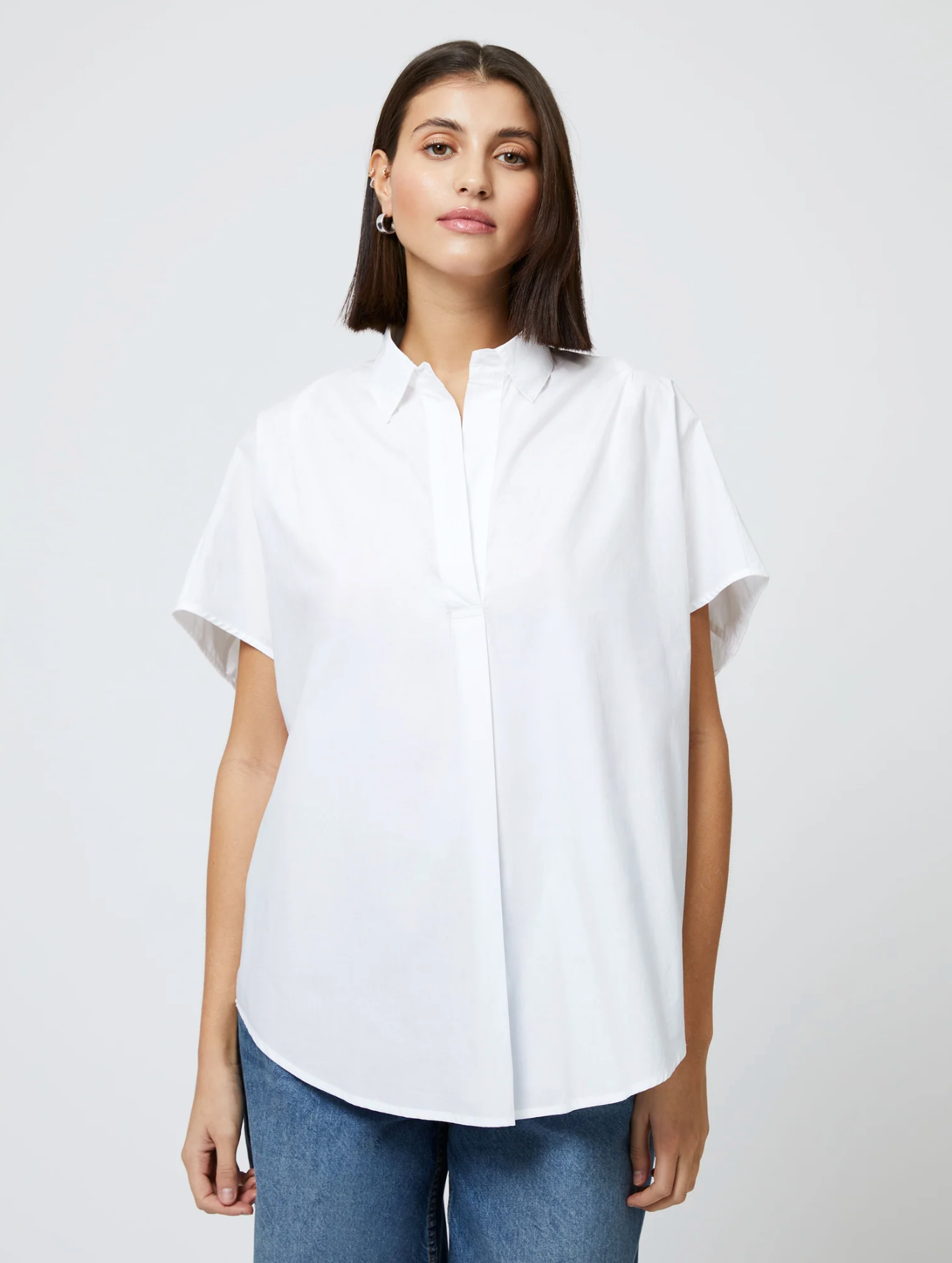 Cele Rhodes Poplin Shirt in Linen White