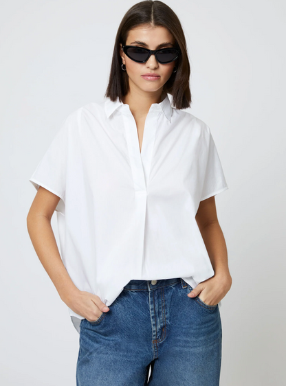 Cele Rhodes Poplin Shirt in Linen White