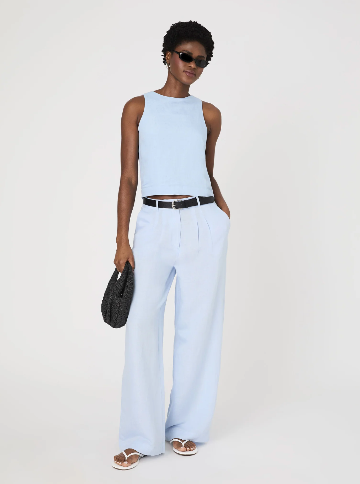 Birdie Linen Trousers in Blue