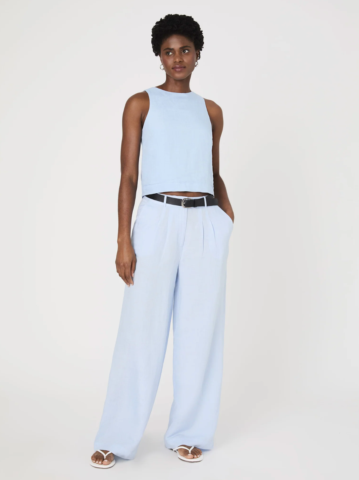 Birdie Linen Trousers in Blue