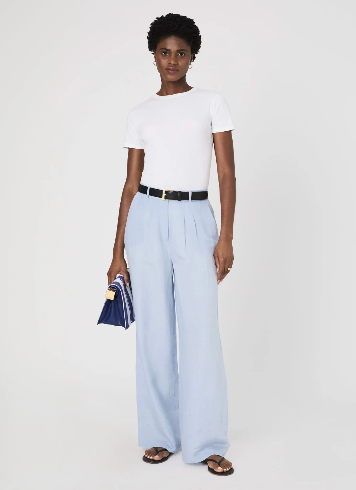 Birdie Linen Trousers in Blue