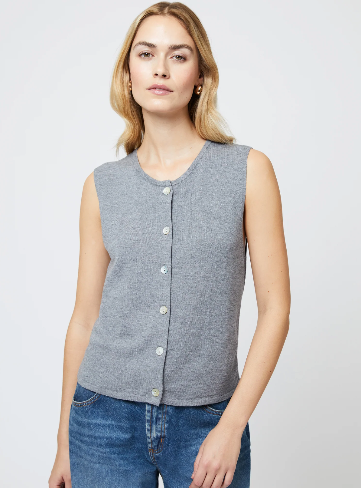 Sammy Sweater Vest in Mid Grey