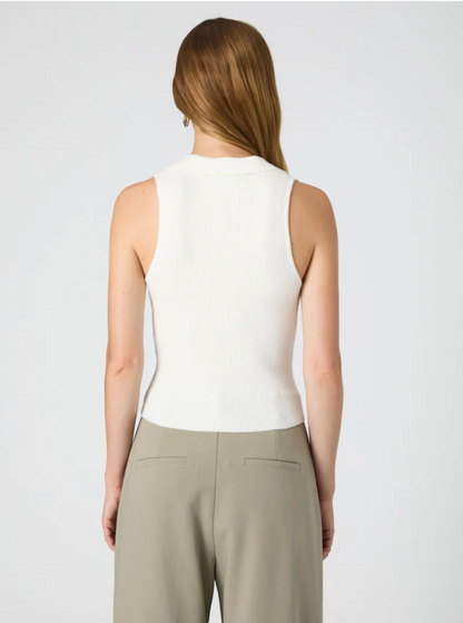 FINAL SALE V-Neck Sleeveless Top in White