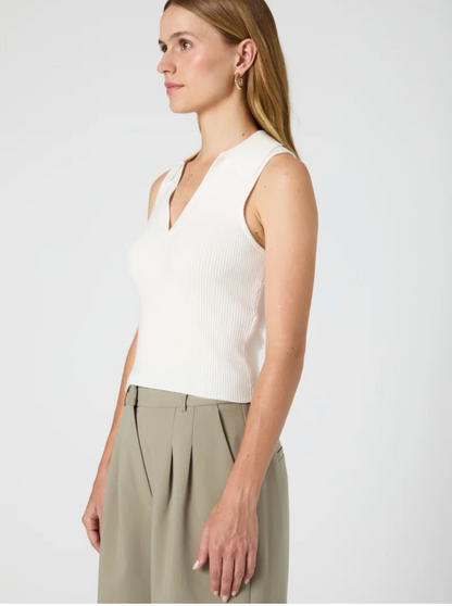 FINAL SALE V-Neck Sleeveless Top in White