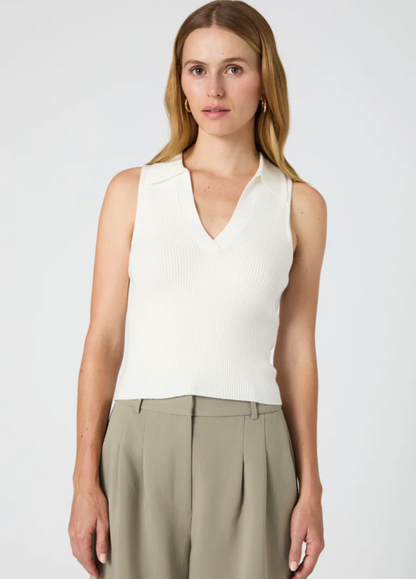 FINAL SALE V-Neck Sleeveless Top in White