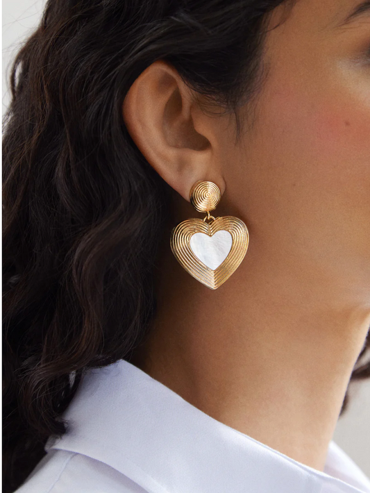 Gold Heart Drop Earrings