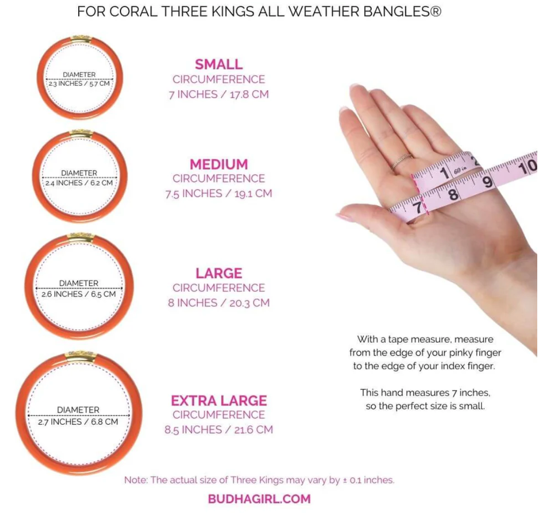 Coral Three Kings All Weather Bangles- Medium