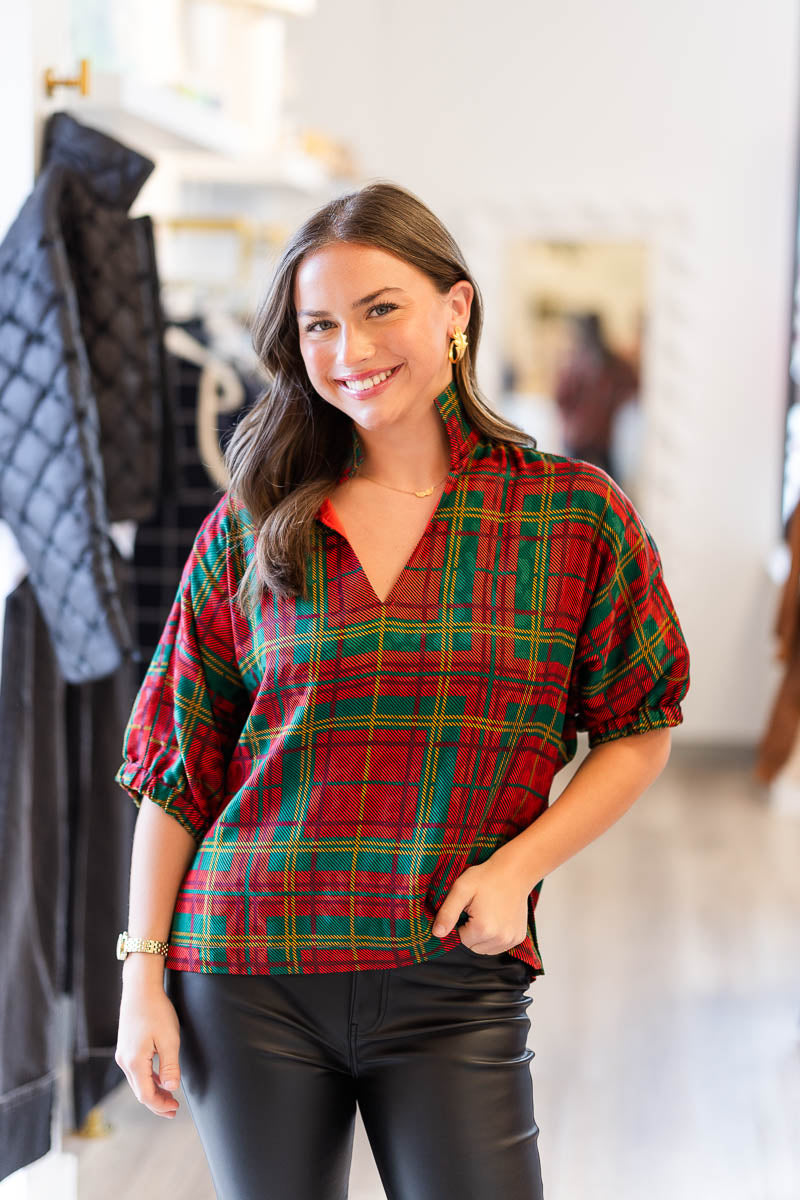 Poppy Top in Tartan Cheetah