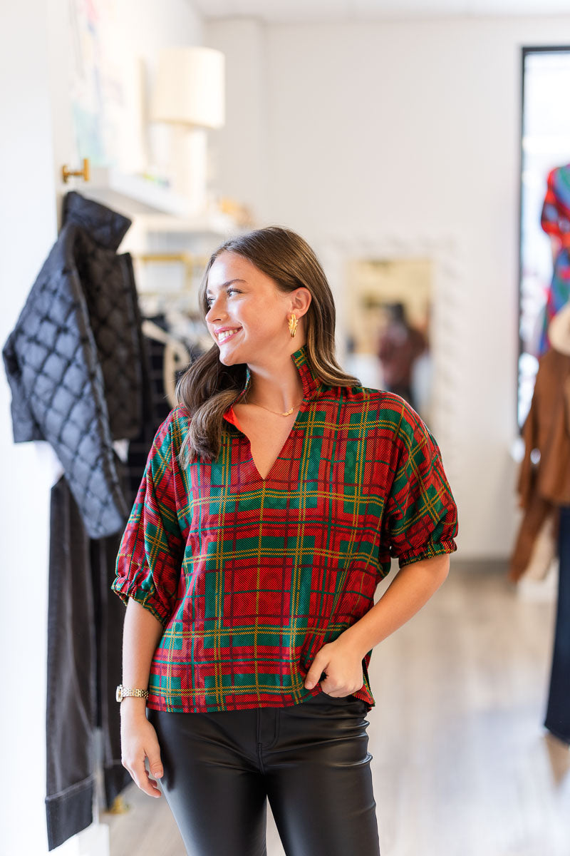 Poppy Top in Tartan Cheetah