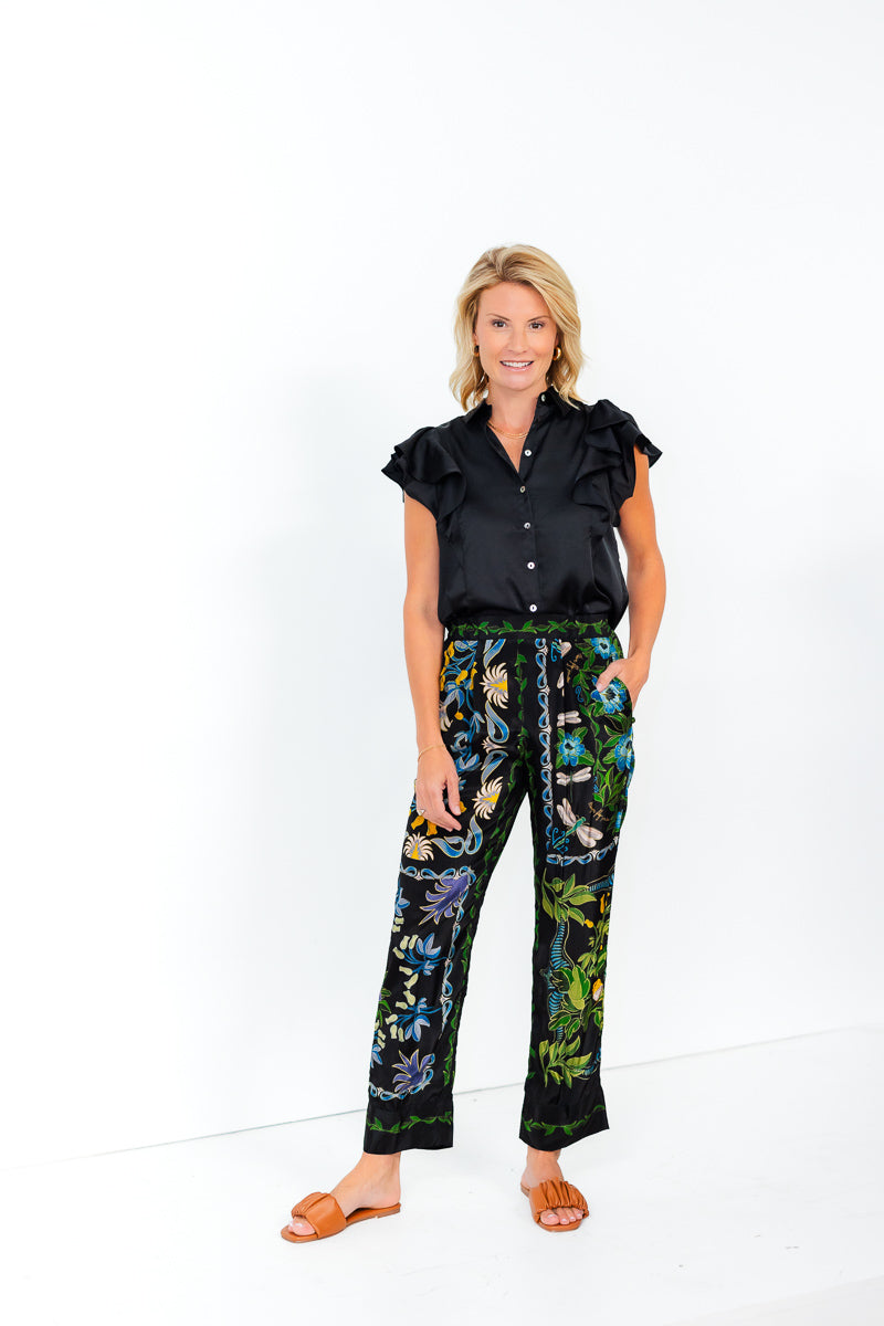 Winter Garden Black Pajama Pants