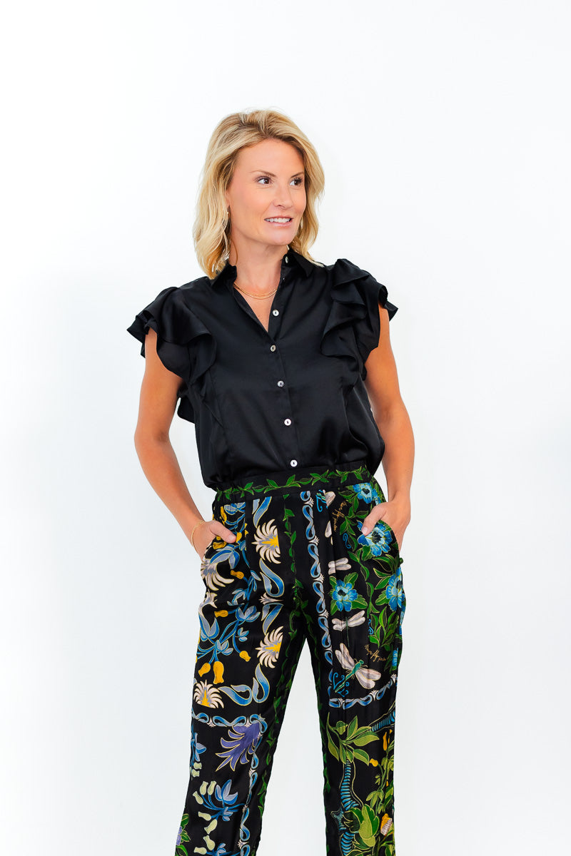 Winter Garden Black Pajama Pants