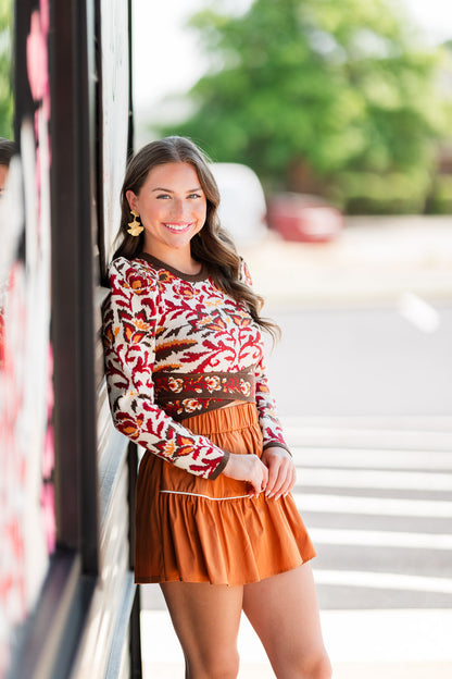 Cream Toucans Scarf Knit Top