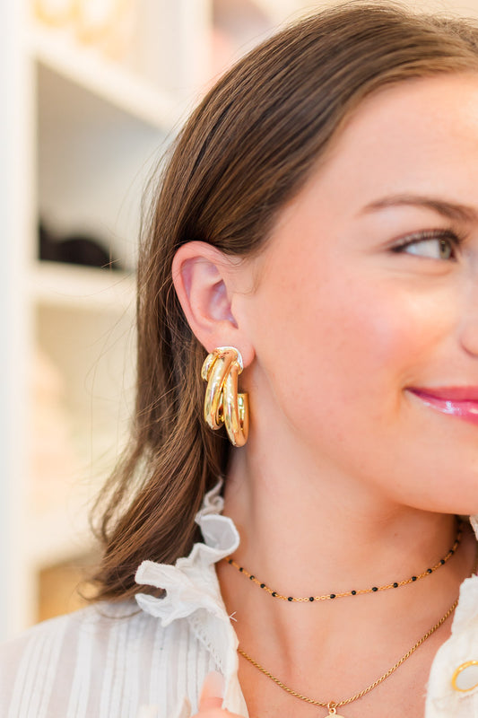 Hazel Hoops in Shiny Gold