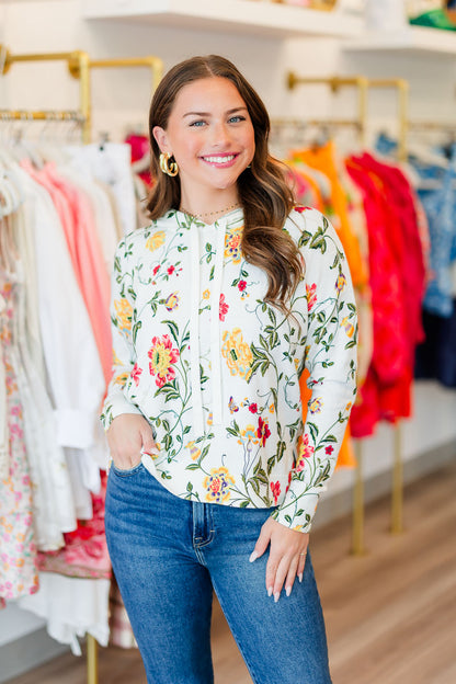 Floral Hoodie in Chalk