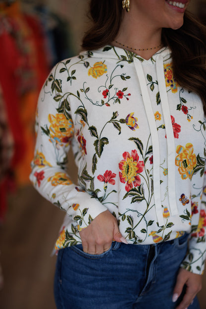 Floral Hoodie in Chalk