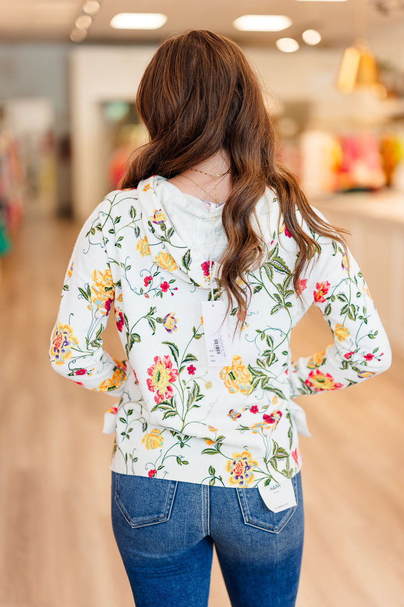 Floral Hoodie in Chalk