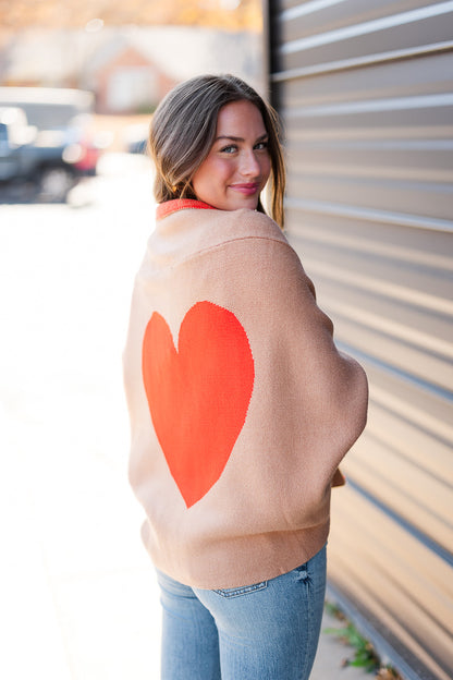 Taylor Solid Knit Heart Cardigan