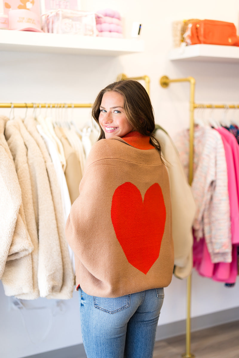 Taylor Solid Knit Heart Cardigan