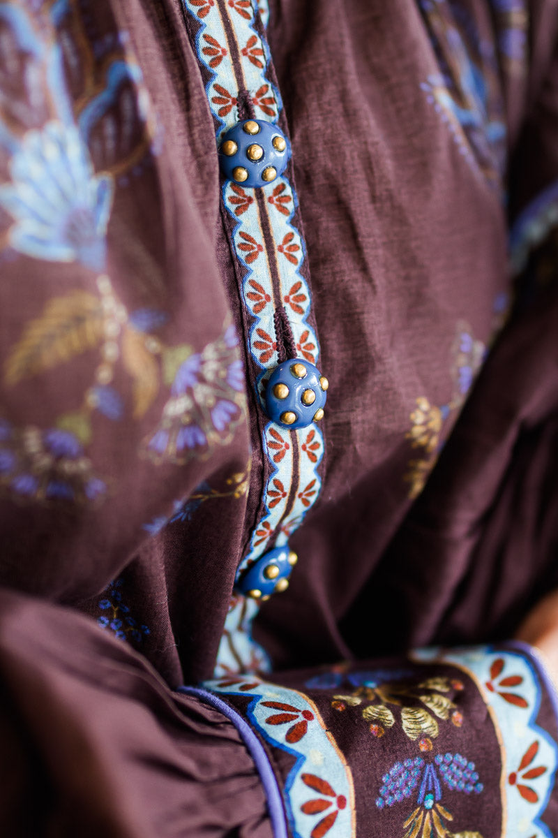 Embroidered Garden Blouse in Brown