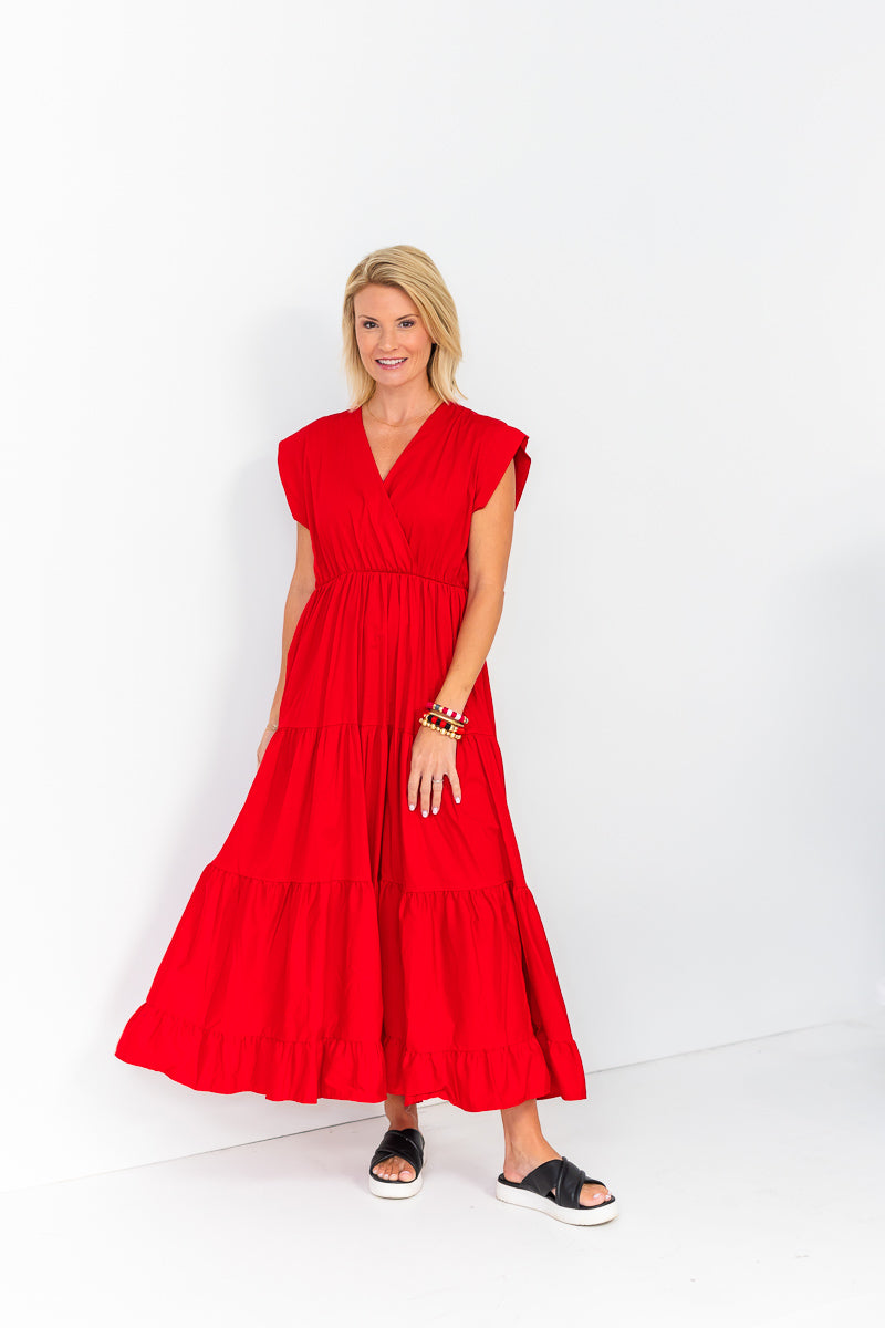 Tahoe Tier Maxi Dress in Red