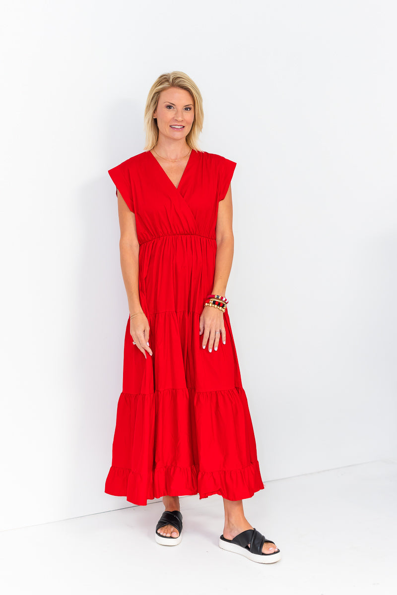 Tahoe Tier Maxi Dress in Red