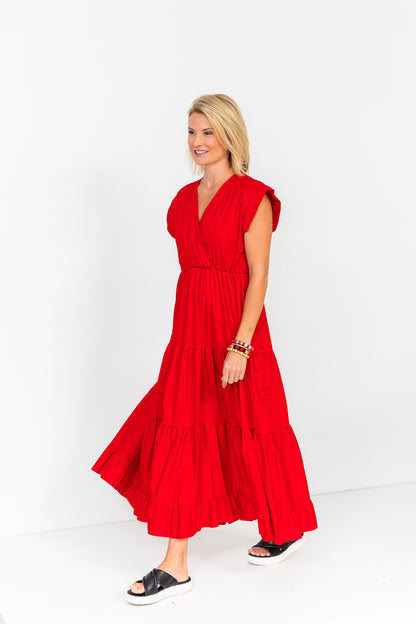 Tahoe Tier Maxi Dress in Red