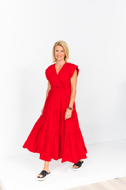 Tahoe Tier Maxi Dress in Red