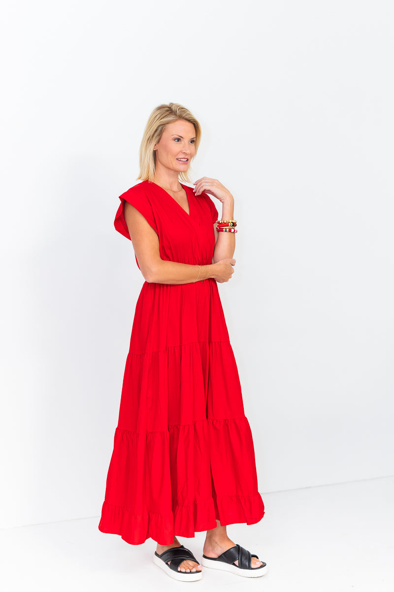 Tahoe Tier Maxi Dress in Red