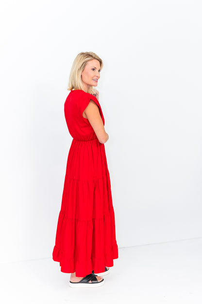 Tahoe Tier Maxi Dress in Red