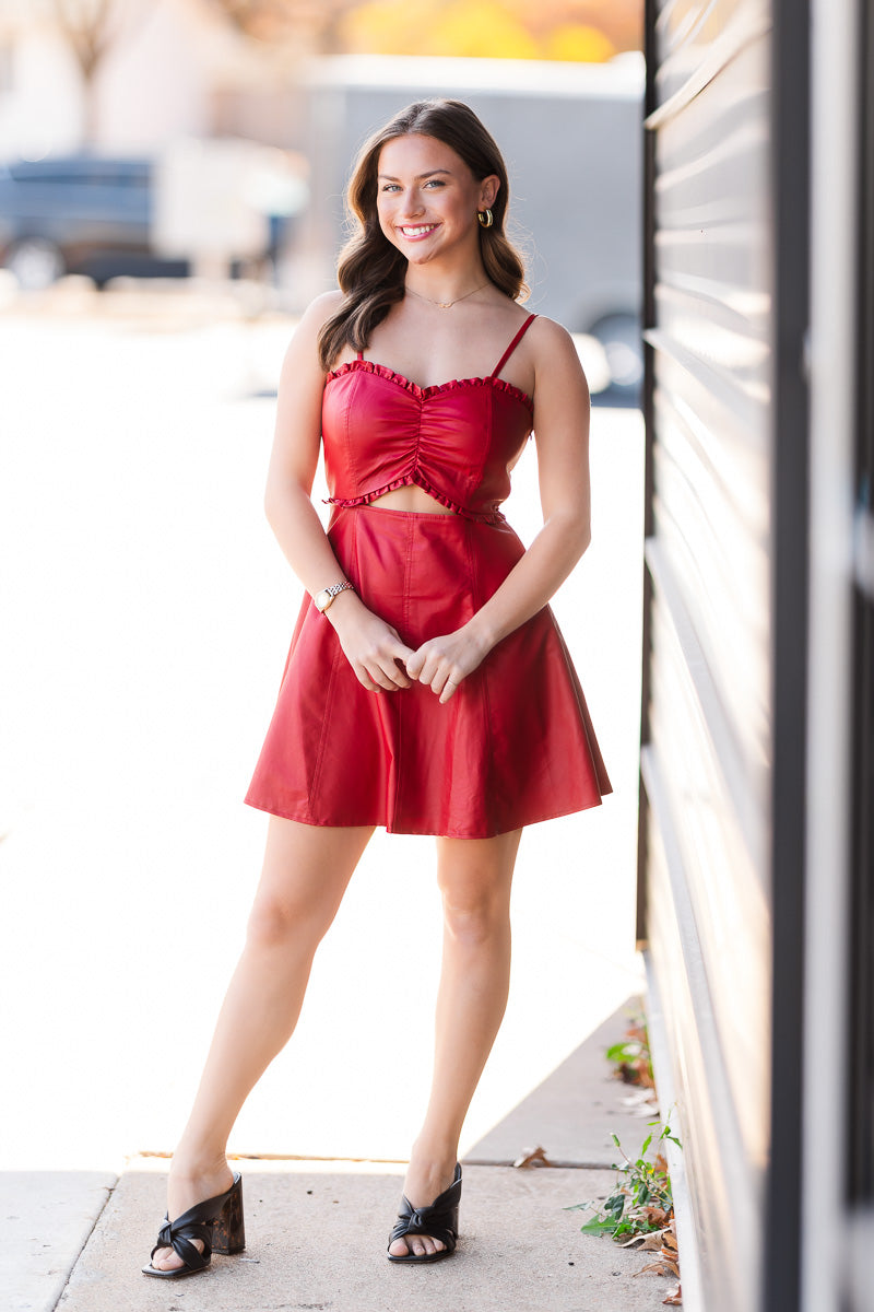 Ruby Cutout Mini Dress in Red