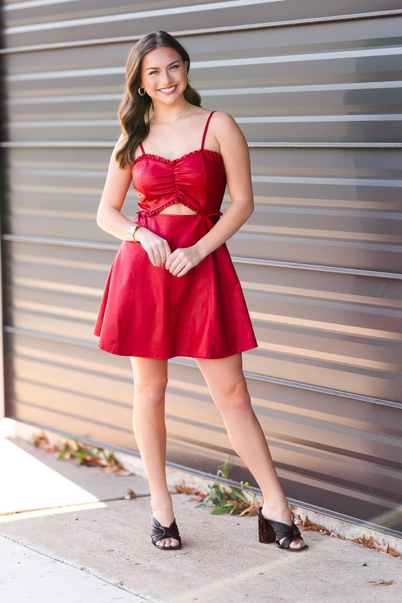 Ruby Cutout Mini Dress in Red