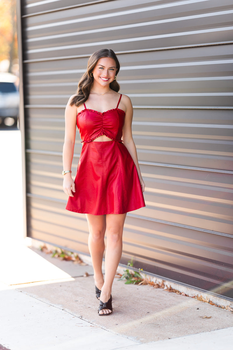 Ruby Cutout Mini Dress in Red