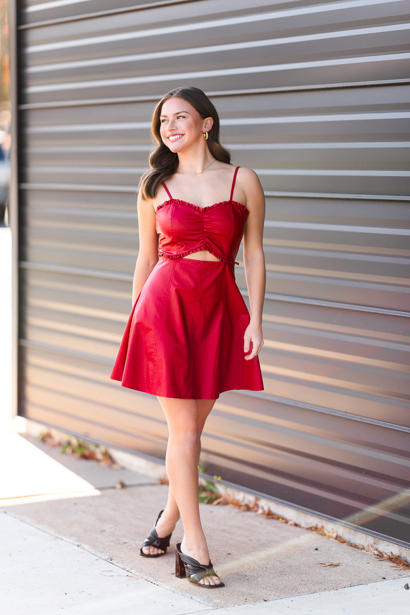 Ruby Cutout Mini Dress in Red