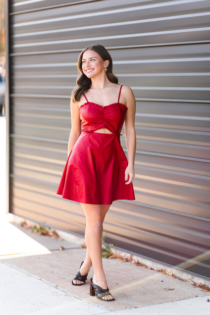 Ruby Cutout Mini Dress in Red