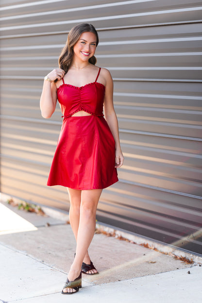 Ruby Cutout Mini Dress in Red