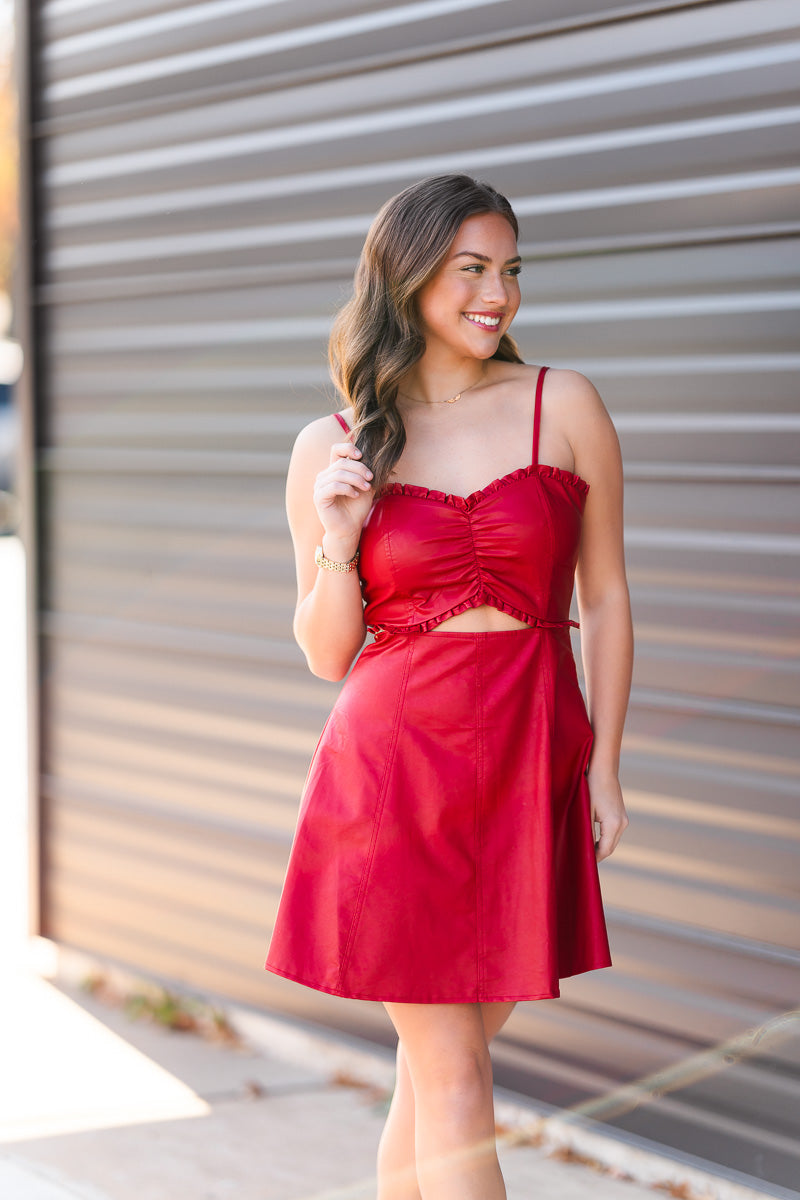 Ruby Cutout Mini Dress in Red