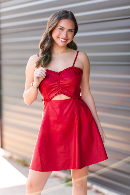 Ruby Cutout Mini Dress in Red