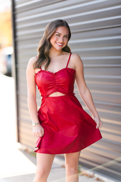 Ruby Cutout Mini Dress in Red