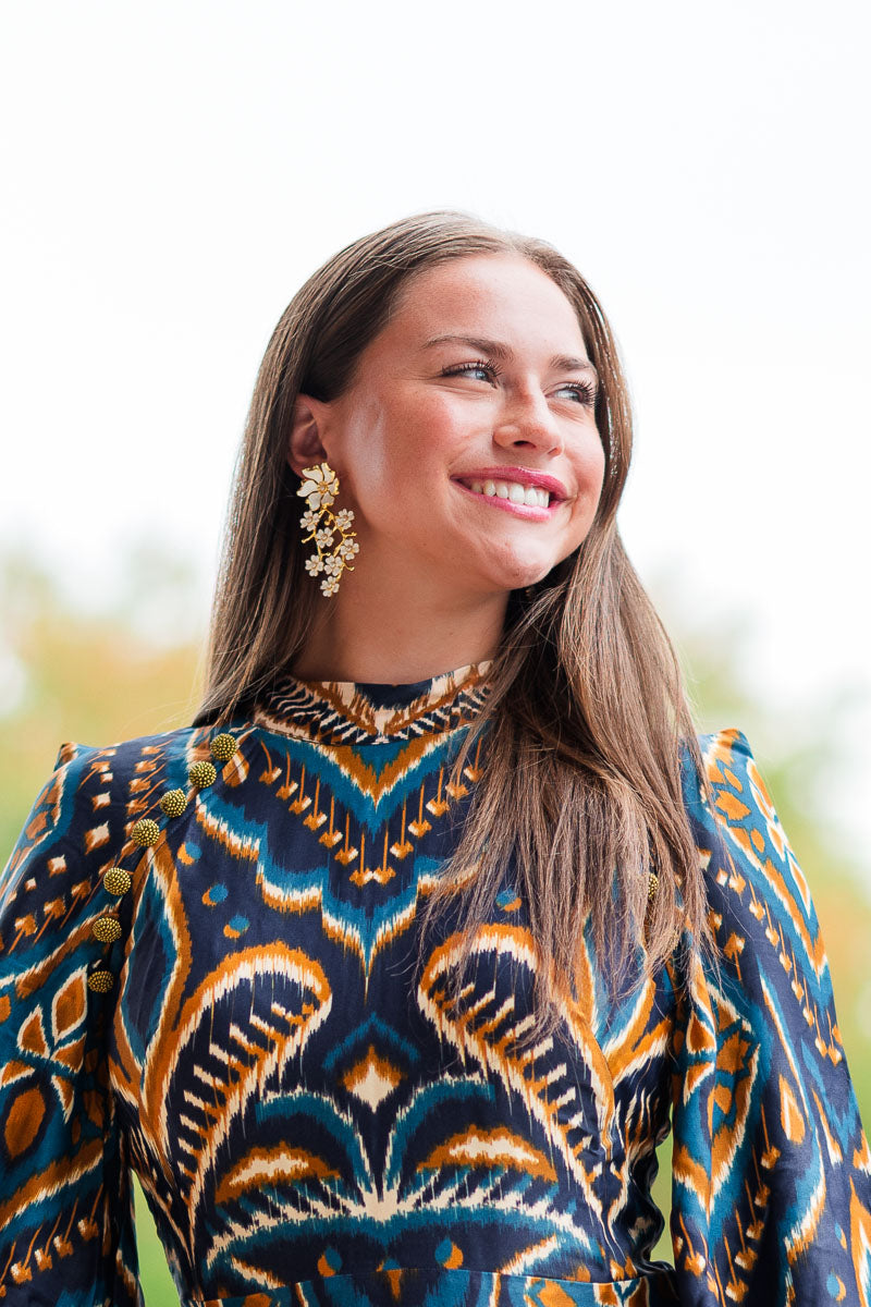 Pineapple Ikat Blue Raglan Mini Dress