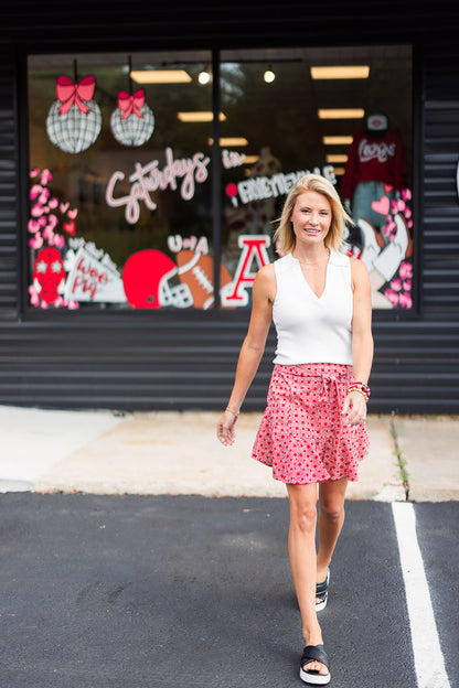 Prairie Red Geometric Mini Skirt