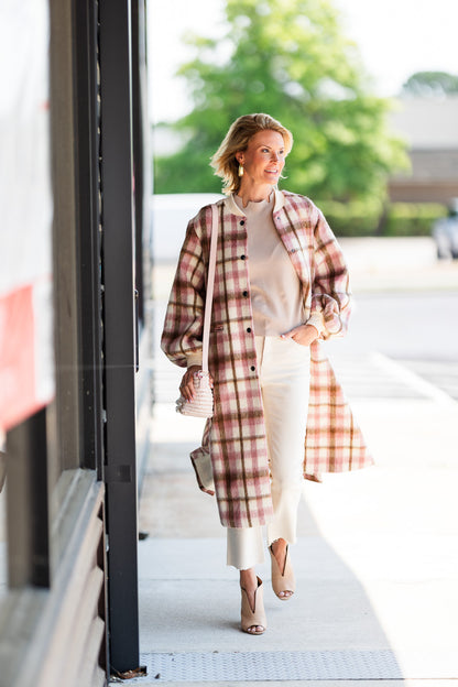 Cameron Coat in Blush Plaid